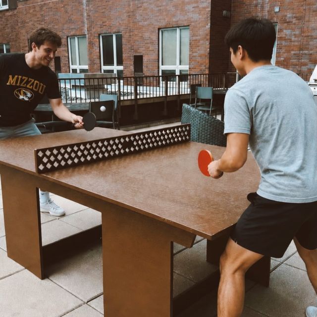Take a moment to relax on our patio. 🏓